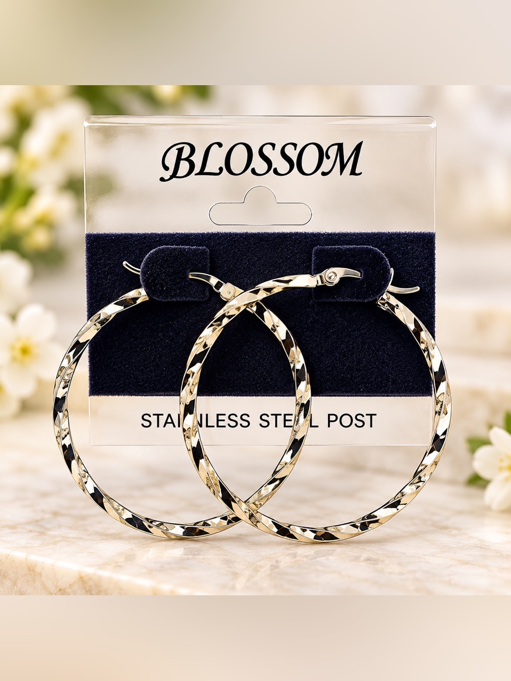 Silver Textured Hoop Earrings - Women's Jewelry